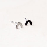rainbow shape earrings, polished, silver