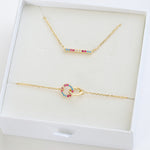 transgender flag jewellery set with transgender necklace and transgender bracelet - gold