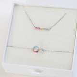 pansexual flag jewellery set with pansexual necklace and pansexual bracelet - silver