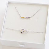 non-binary flag jewellery set with non-binary necklace and non-binary bracelet - silver