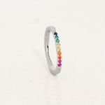 rainbow ring pride ring as part of pride jewellery collection rainbow stacker ring - silver