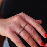 rainbow ring pride ring as part of pride jewellery collection rainbow stacker ring - model