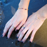 rainbow pride ring, pave gold style, model