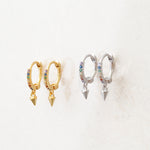 Rainbow Earrings, Huggie style, pride flag colours, gold and silver
