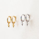 Rainbow Earrings, Huggie style, pride flag colours, gold and silver