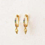 Rainbow Earrings, Huggie style, pride flag colours, gold