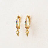 Rainbow Earrings, Huggie style, pride flag colours, gold
